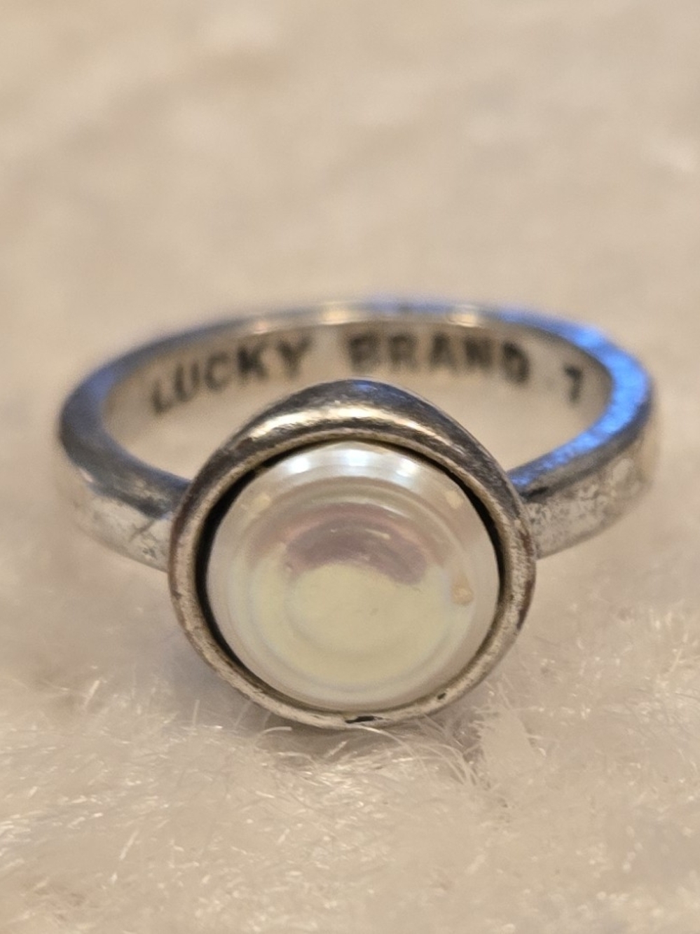 Lucky Brand White Opal-Effect Sterling Ring - Size 7